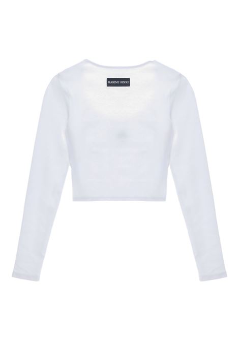 moon logo jersey ls roundneck top woman white MARINE SERRE | WTT033ACJER0011WH10